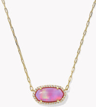 Load image into Gallery viewer, Kendra Scott Elisa Pave Frame Gold Necklace in Pink Opalescent
