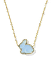 Load image into Gallery viewer, Kendra Scott Bunny Gold Necklace in Matte Light Blue Dichroic Glass
