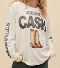 Load image into Gallery viewer, Johnny Cash 1932 Boots Merch Long Sleeve Tee in Stone Vintage

