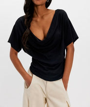 Load image into Gallery viewer, Waterfall Cowl-Neck Top in Black
