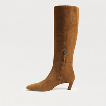 Load image into Gallery viewer, Perla Wide Calf Knee High Boot in Warm Nutmeg Suede

