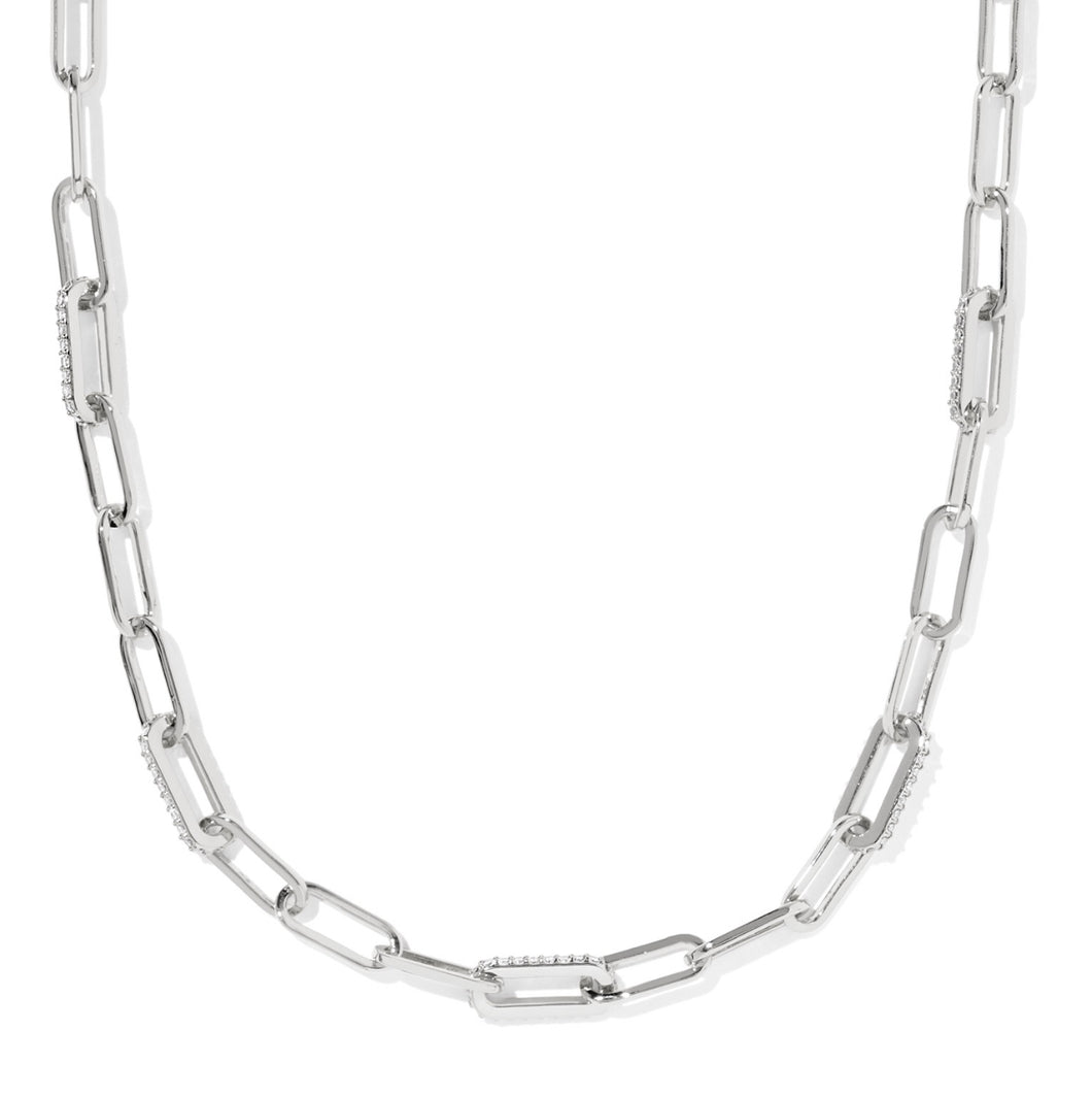 Kendra Scott Bella Silver Chain Necklace in White CZ