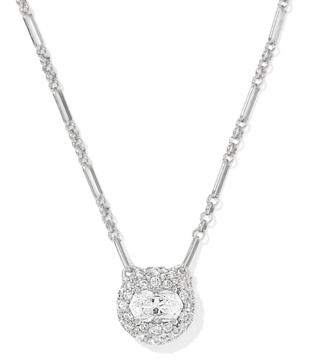 Kendra Scott Bella Silver Short Pendant Necklace in White CZ