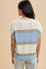 Load image into Gallery viewer, Color Block Sweater in Ivory &amp; Denim
