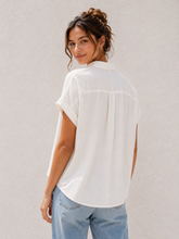 Load image into Gallery viewer, Sheer Textured Button-Front Blouse in White
