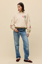 Load image into Gallery viewer, Western Patches Oversized Crew Sweatshirt in Sand
