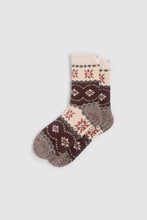 Load image into Gallery viewer, CozyChic Lined FairIsle Slipper Socks in Umber Multi
