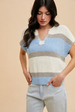 Load image into Gallery viewer, Color Block Sweater in Ivory &amp; Denim
