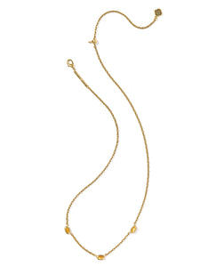 Kendra Scott Mini Elisa Vintage Gold Three Stone Necklace in Marbled Amber Illusion