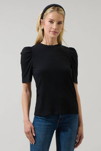 Bertha Knit Ruched Top in Black