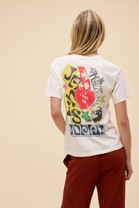 Janis Joplin Scrapbook Art BF Tee in Stone Vintage