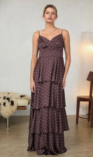 Load image into Gallery viewer, Cami Tiered Maxi Dress in Brown Polka Dot
