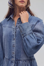 Load image into Gallery viewer, Marris Denim Mini Dress in Washed Mid Blue Wash
