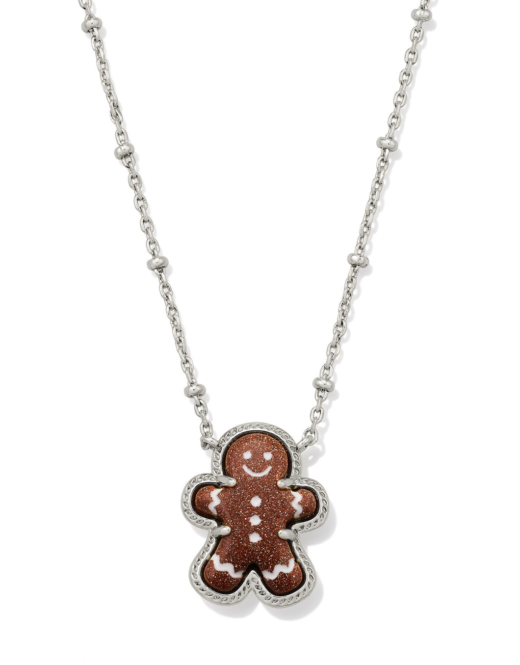 Kendra Scott Gingerbread Silver Pendant Necklace in Brown Goldstone