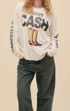 Load image into Gallery viewer, Johnny Cash 1932 Boots Merch Long Sleeve Tee in Stone Vintage
