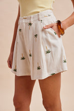 Load image into Gallery viewer, Palm Tree Embroidered Linen Shorts in Natural
