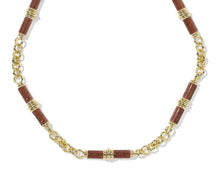 Load image into Gallery viewer, Bree Beaded Gold Link Chain Necklace in Orange Goldstone
