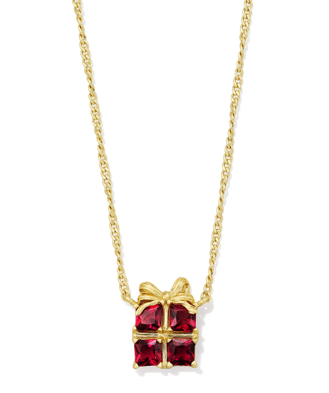 Kendra Scott Gold Present Pendant Necklace in Red Crystal