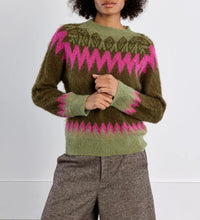 Load image into Gallery viewer, Tamara Knit Sweater in Olive &amp; Hot Pink
