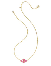 Load image into Gallery viewer, Kendra Scott Abbie Medallion Gold Pendant Necklace in Hot Pink Mix
