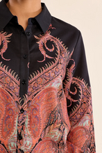 Load image into Gallery viewer, Claudette Button-Up Top in Black Mix
