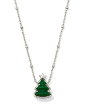 Load image into Gallery viewer, Kendra Scott Holiday Tree Silver Pendant Necklace in Green Quartzite
