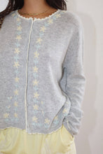 Load image into Gallery viewer, Daisy Embroidered Knit Cardigan in Grey
