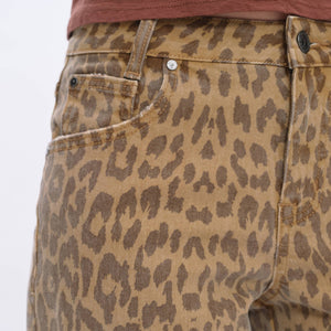 Mid Rise Leopard Print Straight Pant