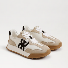 Load image into Gallery viewer, Langley Lace Up Sneaker in White, Tan &amp; Black Suede
