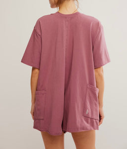 Hot Shot Tee Romper in Clove