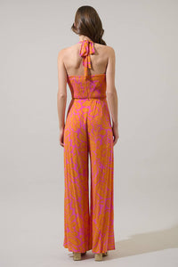 Kaci Floral Magic Moment Halter Jumpsuit in Orange