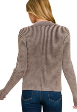Load image into Gallery viewer, Two-Tone Zip-Up Sweater in Brown
