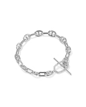Load image into Gallery viewer, Kendra Scott Elaina Toggle Silver Link Chain Bracelet in White CZ
