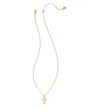Load image into Gallery viewer, Kendra Scott Cross Pendant Necklace in White Lab Grown Opal
