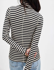 Good Good Stripe Turtleneck Top in Black