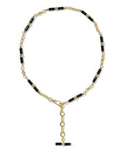 Load image into Gallery viewer, Bree Beaded Gold Link Chain Necklace in Black Agate
