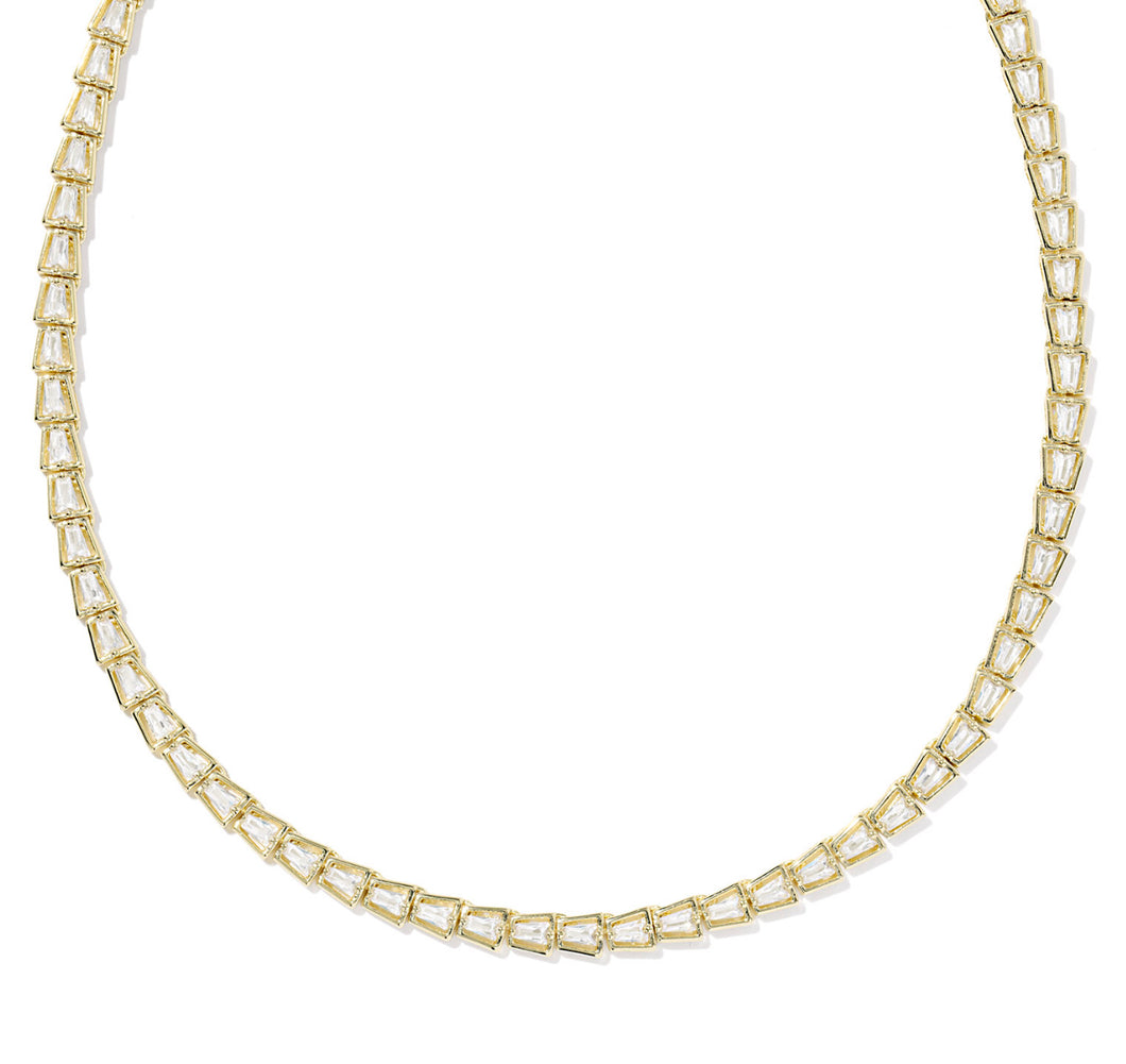 Kendra Scott Bella Gold Tennis Necklace in White CZ