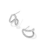 Load image into Gallery viewer, Kendra Scott Daphne Pave Huggie Earring in Silver/White CZ
