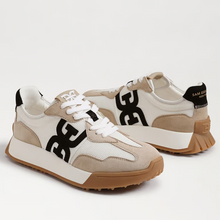 Load image into Gallery viewer, Langley Lace Up Sneaker in White, Tan &amp; Black Suede
