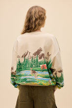 Load image into Gallery viewer, Campsite Scene Oversized Crew Sweatshirt in Sand
