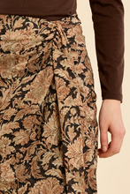 Load image into Gallery viewer, Athena Woven Midi Skirt in Black &amp; Brown Mix
