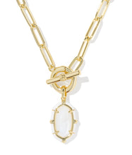 Load image into Gallery viewer, Elisa Gold Enamel Link and Chain in White Mother of Pearl
