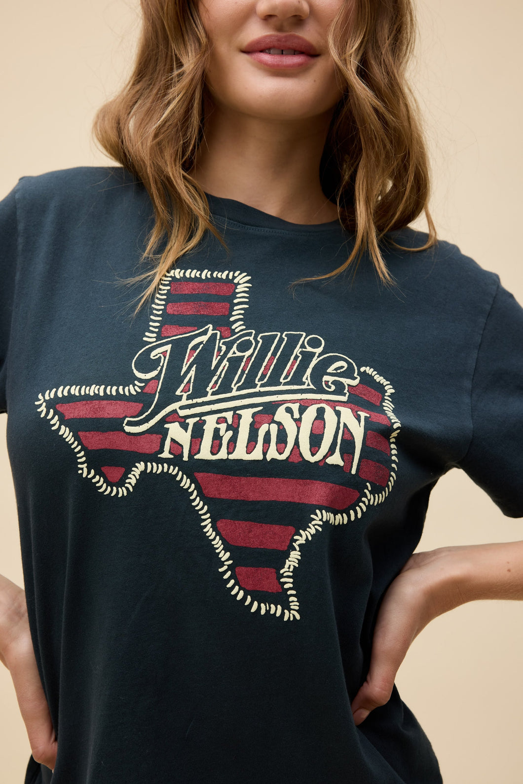 Willie Nelson Texas Stripes Tour Tee in Vintage Black