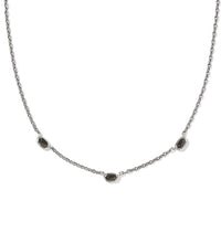 Load image into Gallery viewer, Kendra Scott Mini Elisa Vintage Silver Three Stone Necklace in Golden Obsidian

