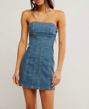 Load image into Gallery viewer, Alexa Mini Dress in Stone Wash Blue
