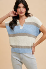 Load image into Gallery viewer, Color Block Sweater in Ivory &amp; Denim
