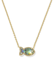 Load image into Gallery viewer, Kendra Scott Parker Fish Gold Pendant Necklace in Abalone Shell
