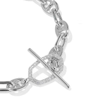 Load image into Gallery viewer, Kendra Scott Elaina Toggle Silver Link Chain Bracelet in White CZ
