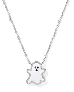 Kendra Scott Ghost Silver Short Pendant Necklace in White Mother of Pearl
