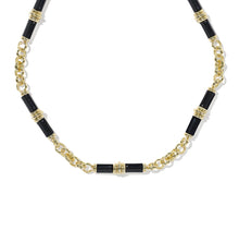 Load image into Gallery viewer, Bree Beaded Gold Link Chain Necklace in Black Agate
